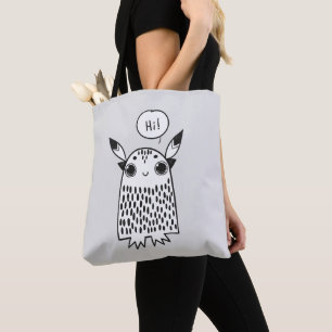 Watercolor whimsical blue flowers tote bag