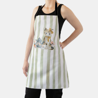 Watercolor Whimsical Cat Apron