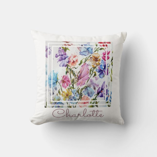 Watercolor Whimsical Chic Cushion (Front)