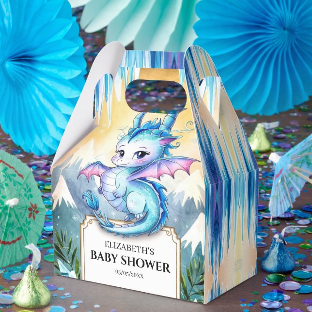 Watercolor Whimsical Dragon Baby Shower Favour Box (Party)
