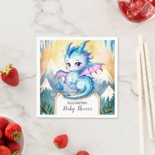 Watercolor Whimsical Dragon Baby Shower Napkin
