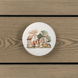 Watercolor Whimsical Farm Animals Ceramic Knob