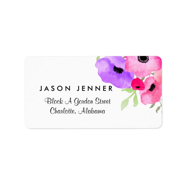 Watercolor Whimsical Floral Wedding Label (Front)