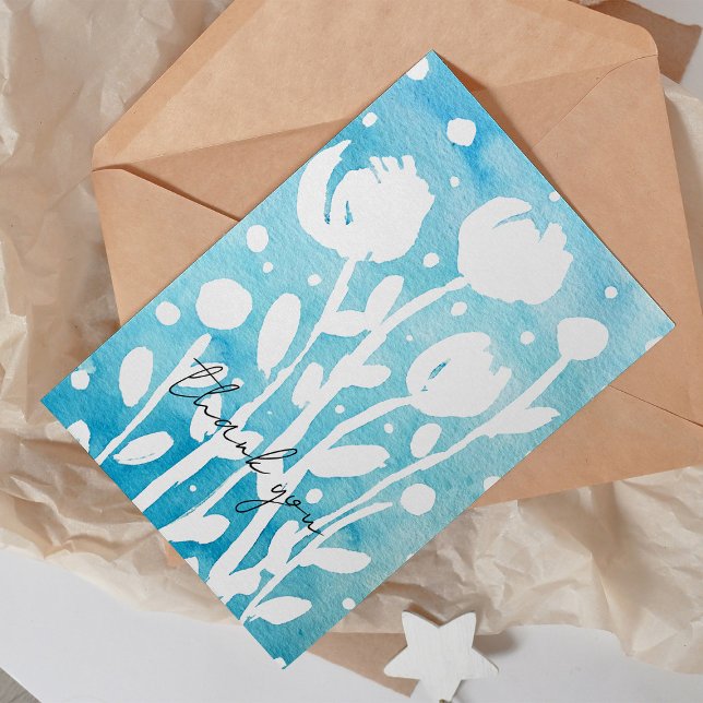 Watercolor whimsical flowers Thank You Card (Creator Uploaded)