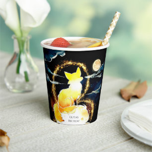 Watercolor Whimsical Fox Birthday Paper Cups