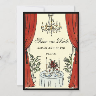 Watercolor Whimsical Glamour Save the Date Invitation