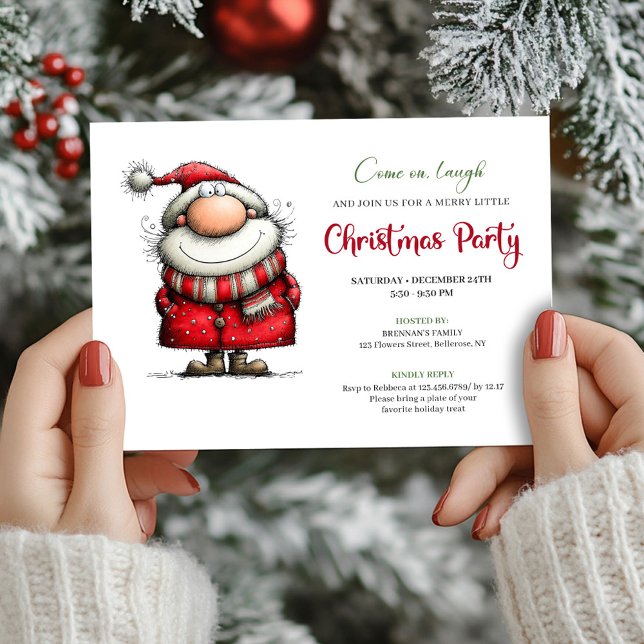 Watercolor Whimsical Santa Claus Festive Invite (Watercolor Whimsical Santa Claus Festive Invite)