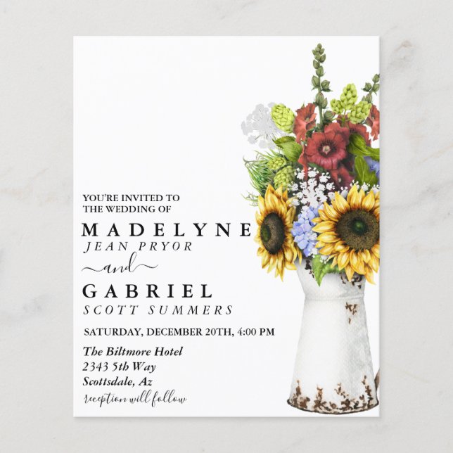 Watercolor Whimsical Sunflower Rustic Floral (Front)