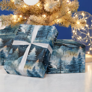 Watercolor Whimsical Winter Wonderland Christmas Wrapping Paper