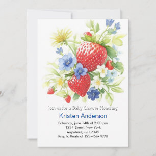 Watercolor Whimsy Berry Fields Boy Baby Shower Invitation