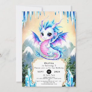 Watercolor Whimsy Dragon Birthday Invitation