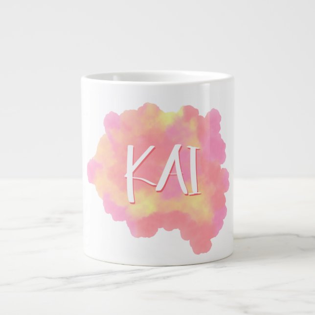 "Watercolor Whimsy: Personalised Delight" Large Coffee Mug (Front)