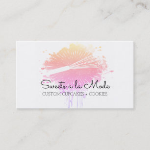 Watercolor whisk bakery chef business card
