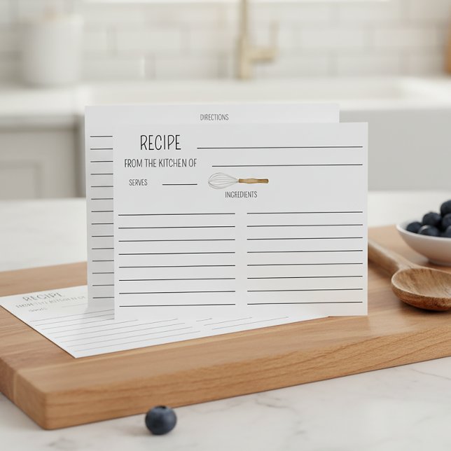 Watercolor Whisk Double-Sided Recipe Card (Creator Uploaded)