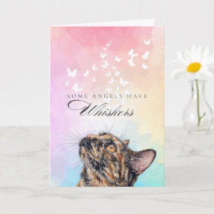 Watercolor Whiskers Tortie Cat Loss Sympathy Card
