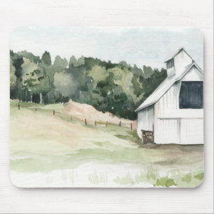 Watercolor White Barn Mouse Mat
