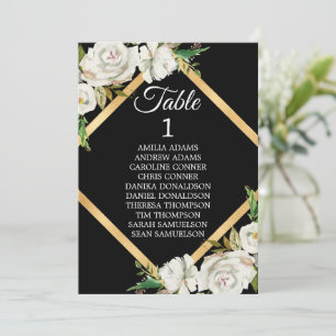 Watercolor White Black Gold Floral Wedding Invitation
