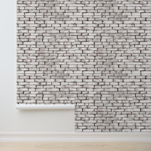 Watercolor White Bricks Patterns Grey Gray Elegant Wallpaper