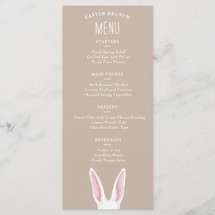 Watercolor White Bunny Ears On Beige Easter Brunch Menu