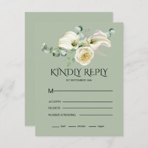Watercolor White Calla Lilies Bouquet RSVP Card
