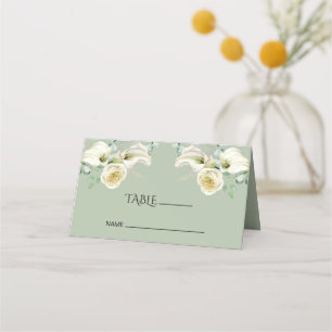 Watercolor White Calla Lilies Place Card