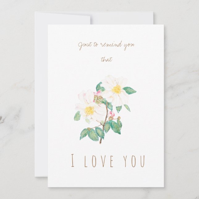 watercolor white camellia flowers greeting card (Front)