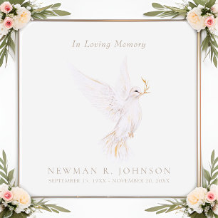 Watercolor White Dove of Peace Funeral Memorial Square Paper Coaster
