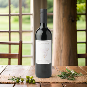Watercolor White Dove of Peace Funeral Memorial Wine Label