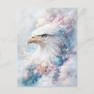 Watercolor White Eagle with Celestial Nebula Sky Postcard