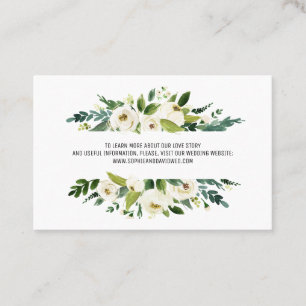 Watercolor White Floral Frame Wedding Website Business Card