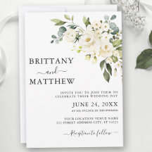 Watercolor White Floral Greenery Wedding