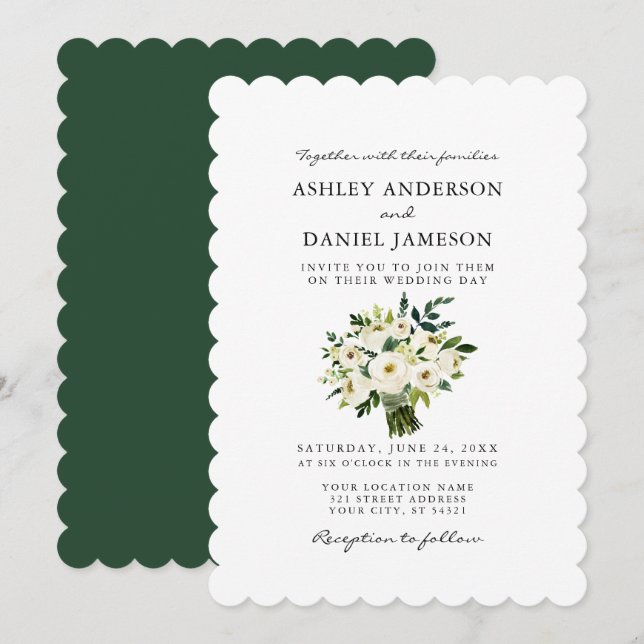 Watercolor White Floral Greenery Wedding S Invitation (Front/Back)