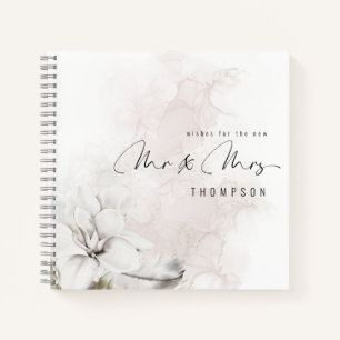 Watercolor White Floral New Mr Mrs Guest Book