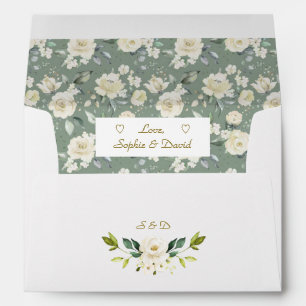 Watercolor White Floral Return Address Envelope