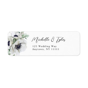 Watercolor White Floral Return Address Label