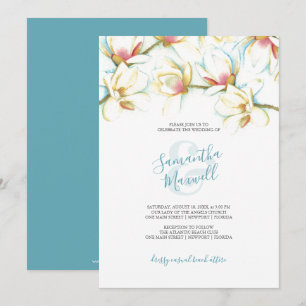 Watercolor White Floral Wedding Invitations