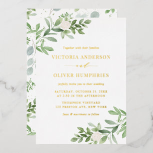 Watercolor White Flowers and Greenery Wedding