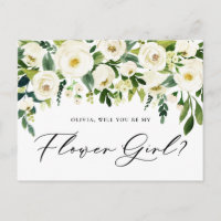 Watercolor White Flowers Flower Girl Proposal
