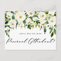 Watercolor White Flowers Personal Attendant