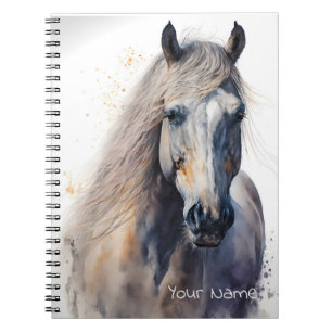 Watercolor White Horse Custom Notebook