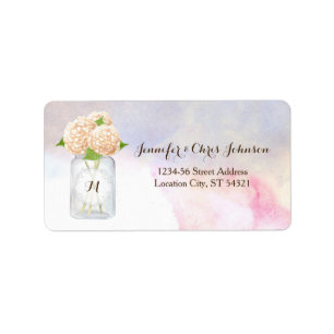 Watercolor White Hydrangeas Mason Jar Address Label
