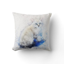 Watercolor White Kitten