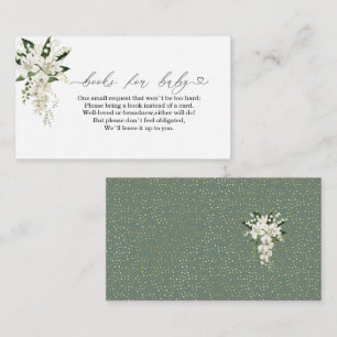 Watercolor White Lily and green background  ​baby  Enclosure Card