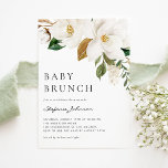 Watercolor White Magnolia Rustic Baby Brunch Invitation<br><div class="desc">Invite guests to your event with this customisable baby brunch invitation. It features watercolor white magnolia and greenery accents. Personalise this floral baby brunch invitation by adding your details. This magnolia baby brunch is perfect for any theme or season. The texts are fully editable for any event.</div>