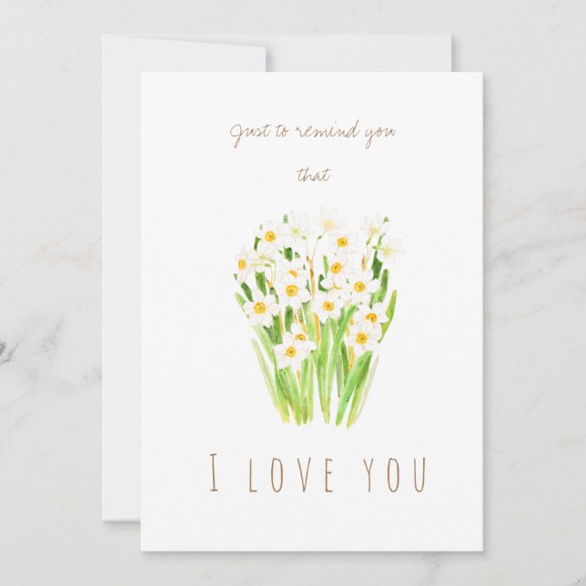 watercolor white narcissus flowers greeting card (Front)