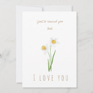 watercolor white narcissus flowers greeting card