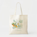 Watercolor White Orchids and Kumquats Bridesmaid Tote Bag<br><div class="desc">The perfect bridesmaid orchid tote bag for summer weddings. It featuring watercolor floral bouquet of white orchids,  kumquats and greenery. Personalise by adding names. This white orchid tote bag will be perfect as a personalised gift.</div>