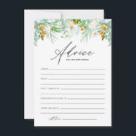 Watercolor White Orchids and Kumquats Wedding Advice Card<br><div class="desc">Ask guests to leave their advice and well wishes to the newlyweds with this floral wedding advice card. It features watercolor floral garland of white orchids, greenery and kumquats. This tropical floral advice for the newlyweds' card is perfect for summer weddings and bridal showers. Personalise by adding your own texts....</div>