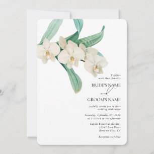Watercolor White Orchids Floral Wedding Invitation