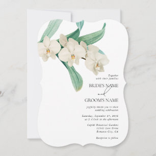 Watercolor White Orchids Floral Wedding Invitation